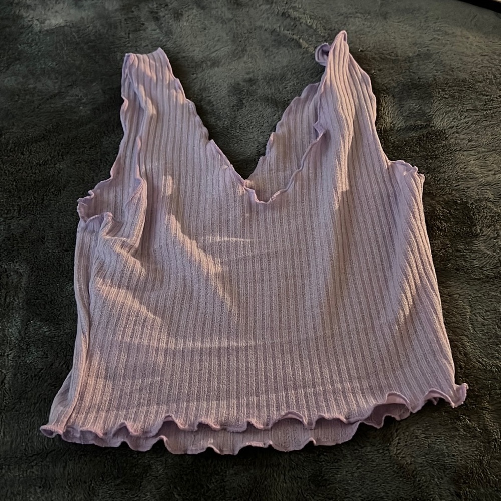 purple short sleeve cropped